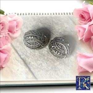 Vintage Sterling Silver & Marcasite Clip-on Earrings​